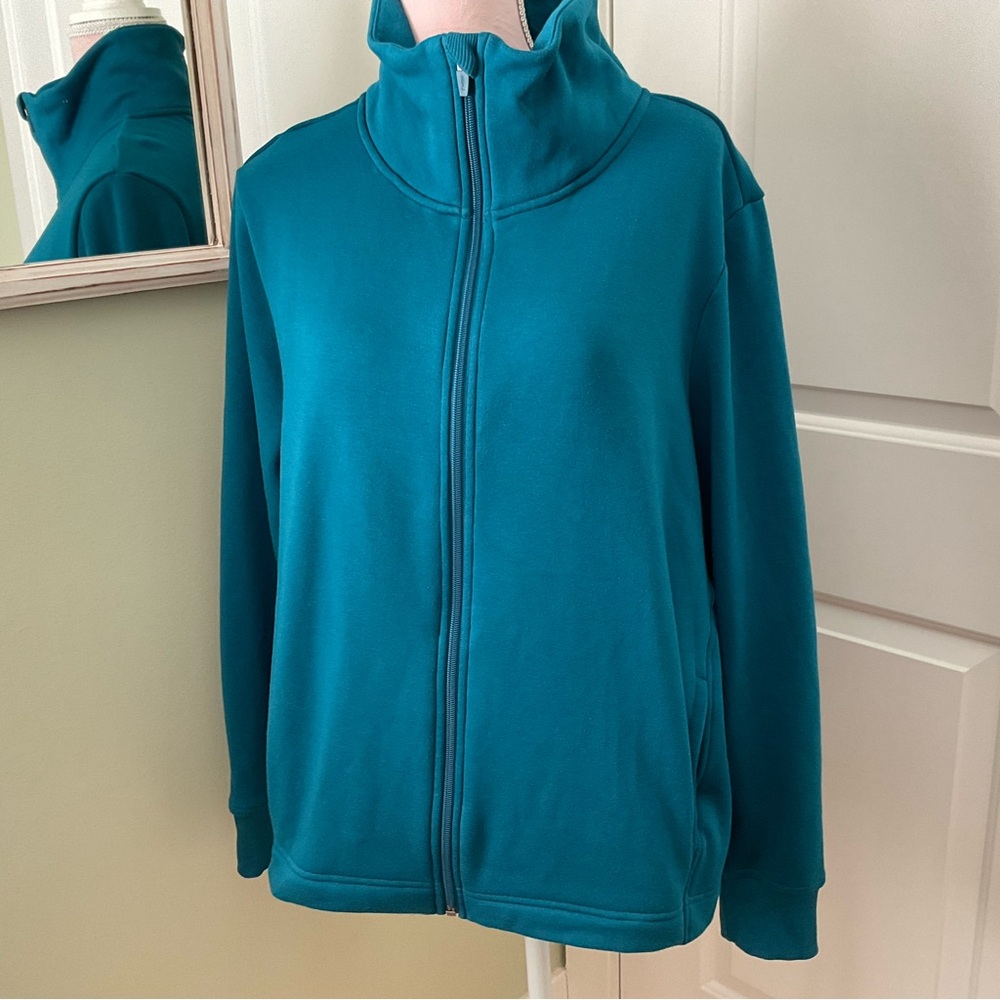 JOE FRESH, TEAL FLEECED JACKET, SIZE: L/G